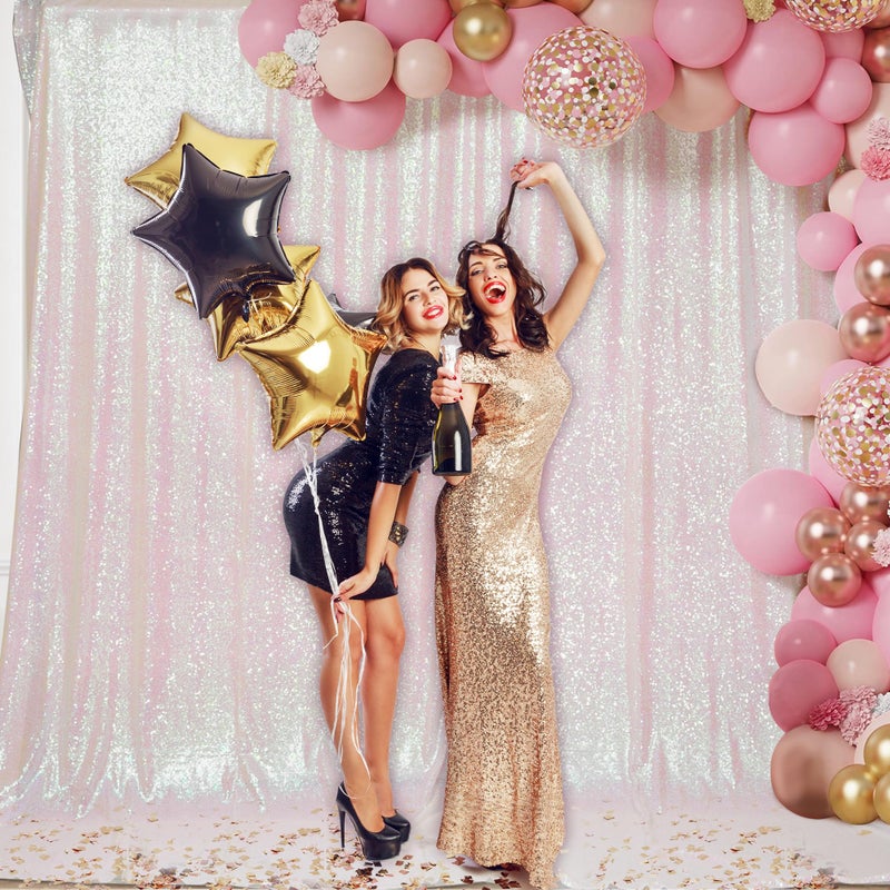 PartyDelight Iridescent White Sequin Backdrop 10x10ft - High Density 3mm Shimmer Sequin Background with 4-Inch Rod Pocket, Sparkly Photography Curtain for Stage, Gala & Large Event Decor - Image 3